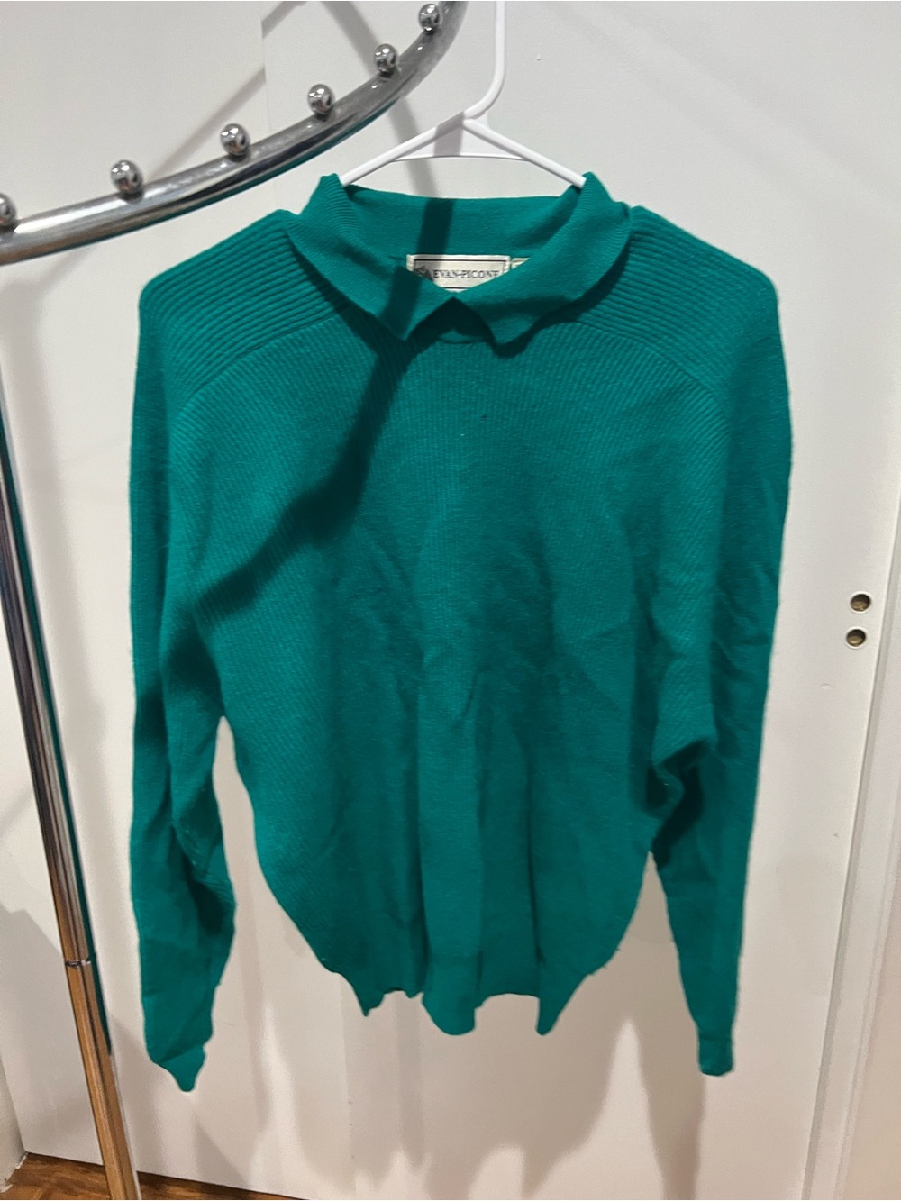 Evan Picone Teal Crewneck Sweater with Collar